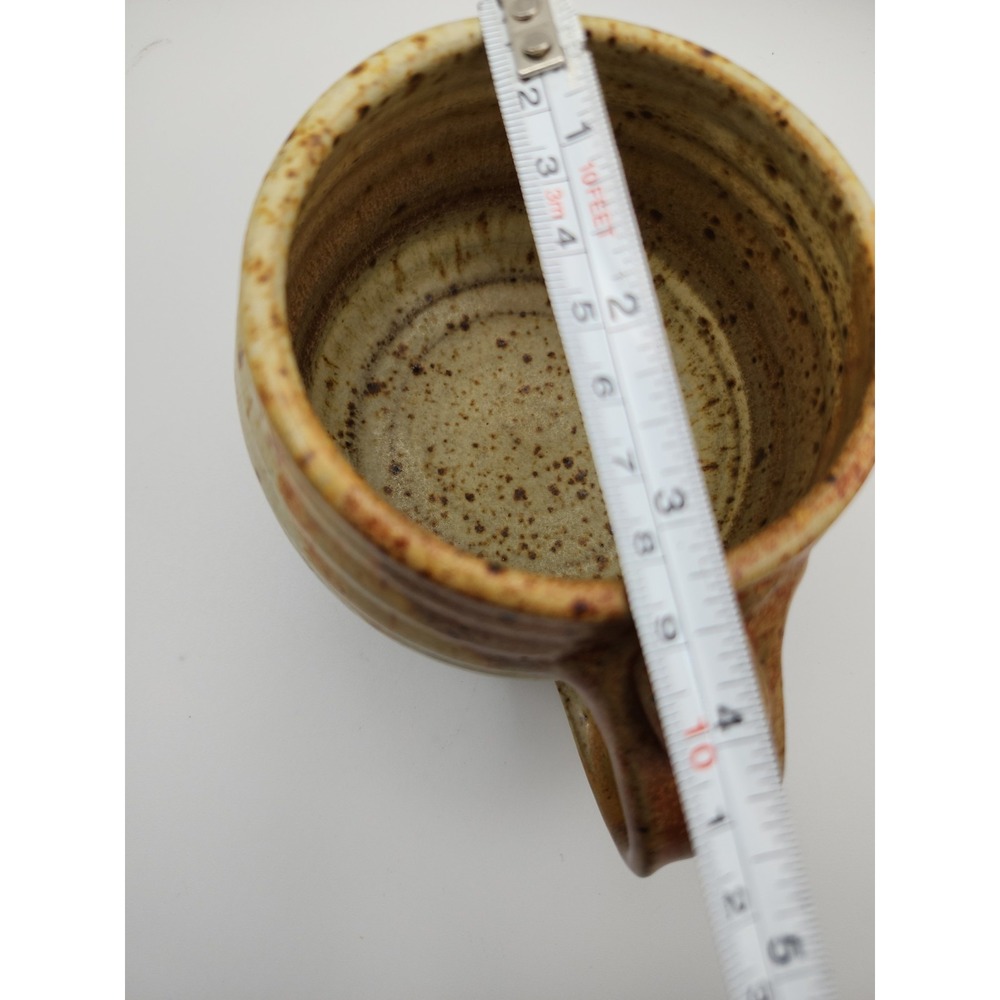 Large Stoneware Mug with Thumb Rest. Artist Signed Studio Pottery. Speckled - Picture 5 of 7